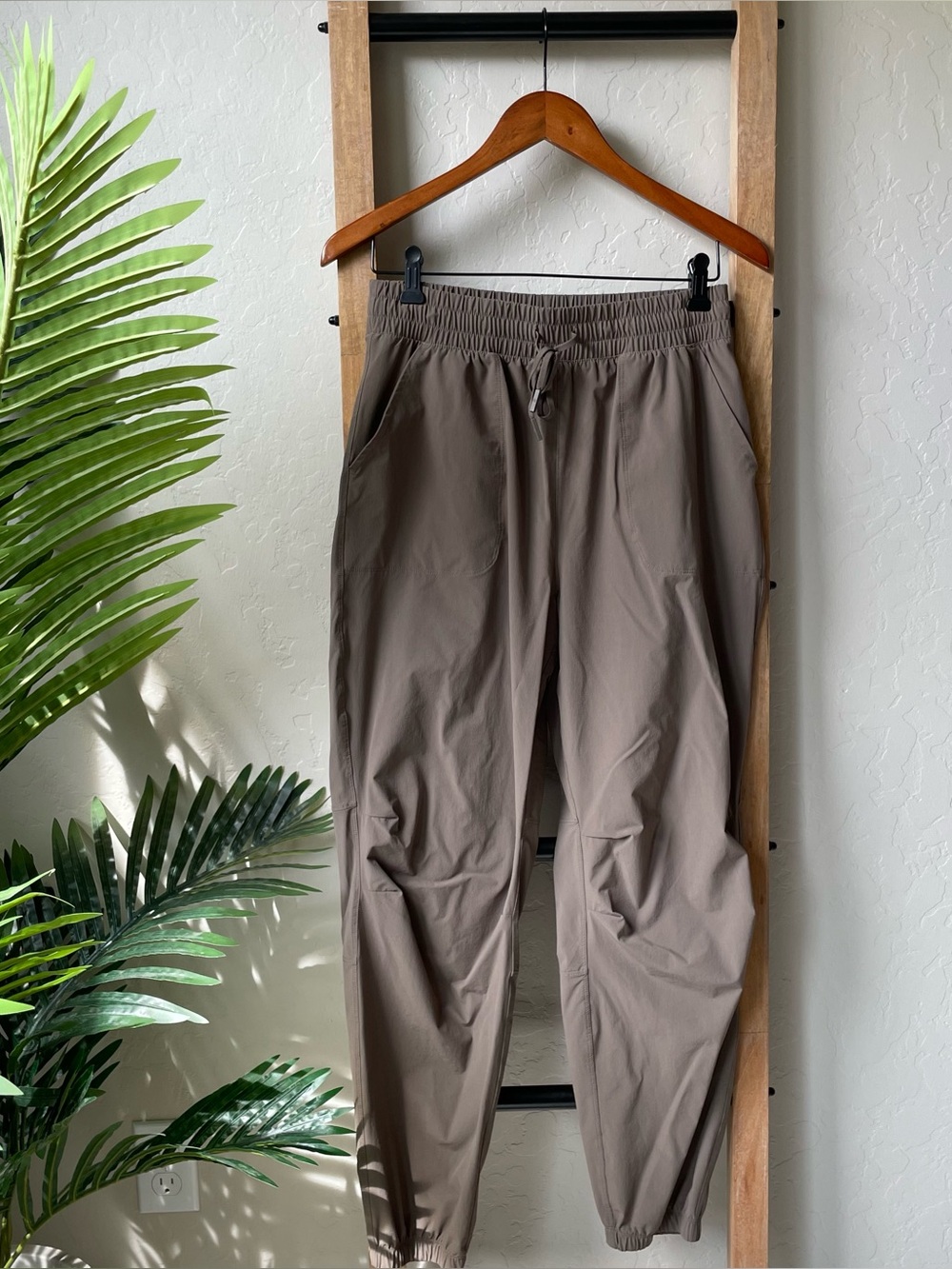 nuuds Taupe Track Joggers with Elastic Waist